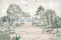 The style is a soft-focus illustration or a painterly design.

