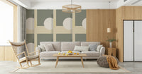 Contemporary geometric wallpaper mural with minimalist design and gentle contrasting shades.
