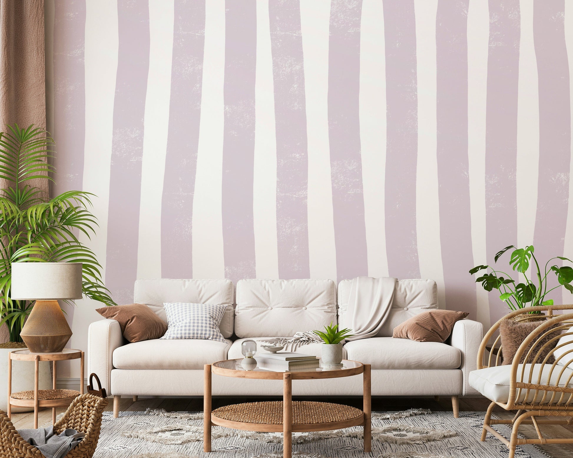 An artistic soft focus mural on minimalist wallpaper.