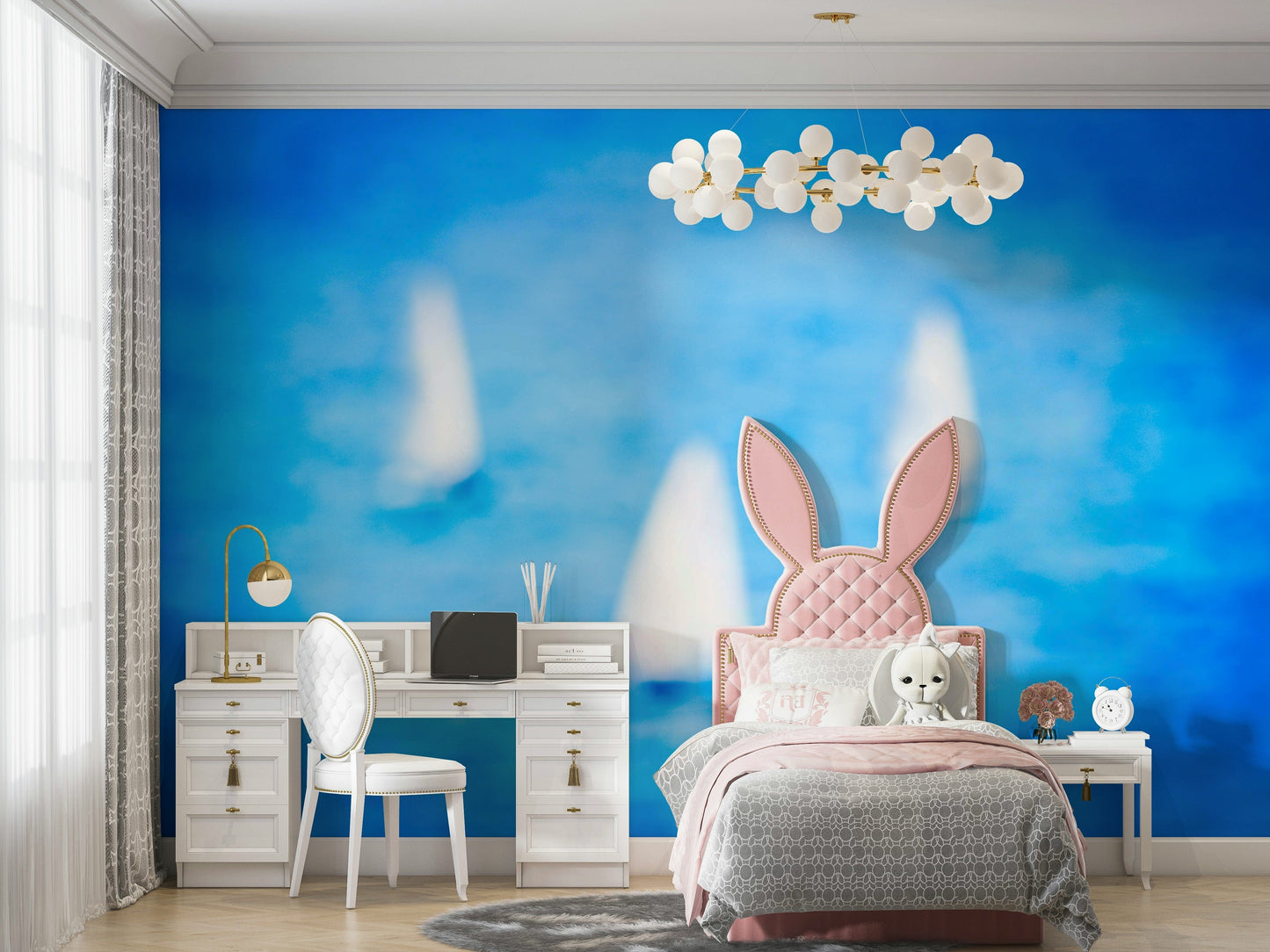 An artistic sea escape mural for home decor.

