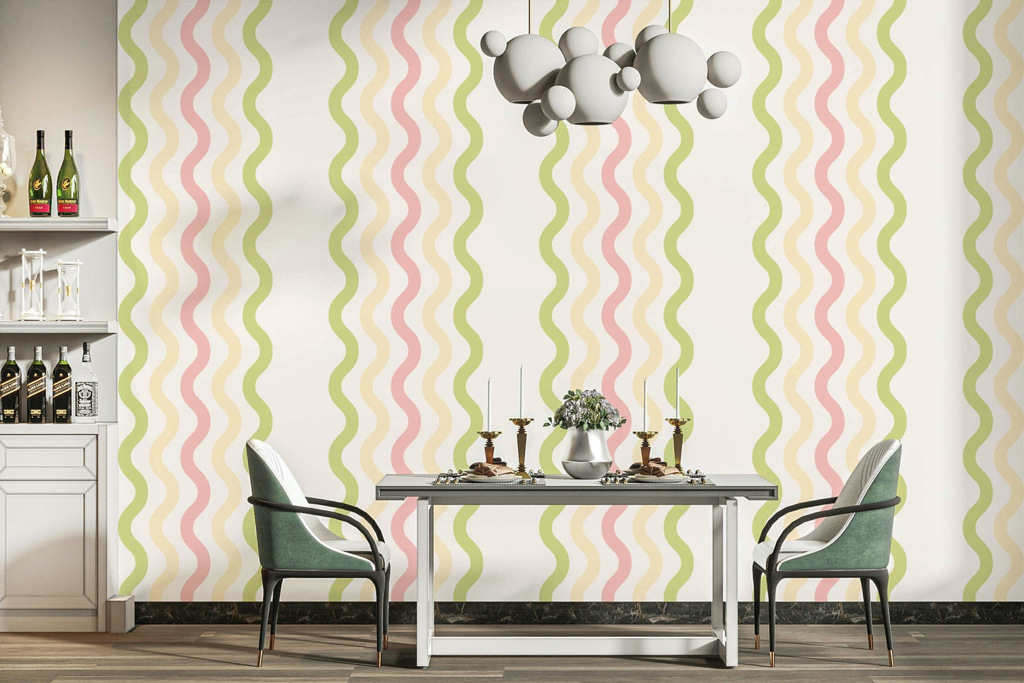The design features a repeating pattern of soft, circular ripples.

