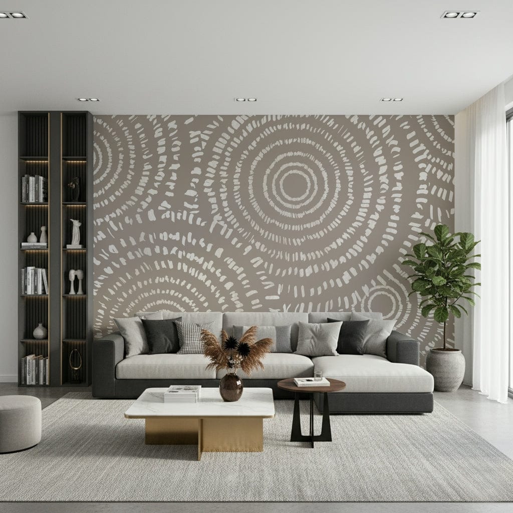 A graceful subtle pattern wall mural in cool, tranquil tones.