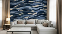A contemplative gentle wave wallpaper mural for a feature wall.