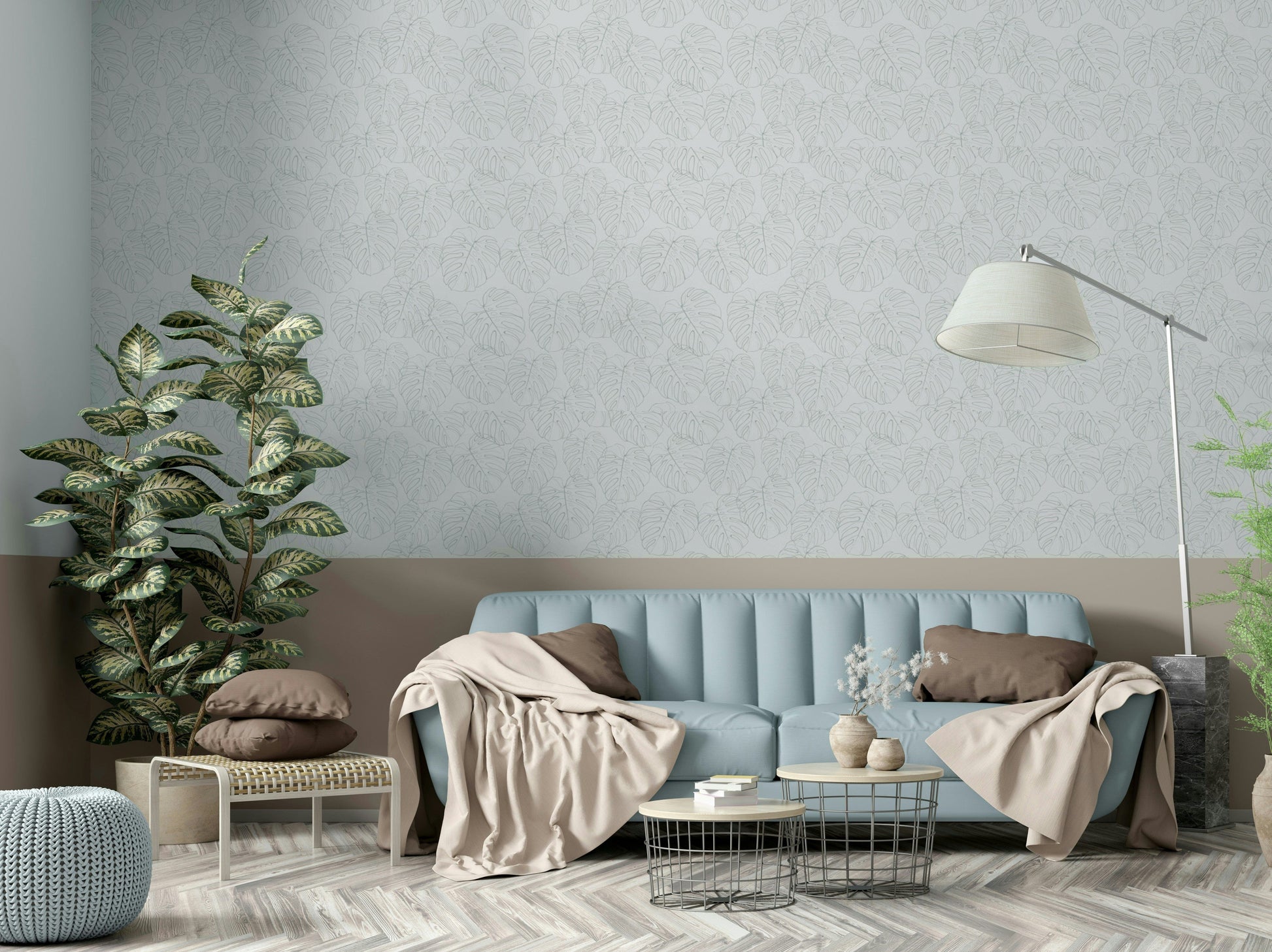 A peaceful wallpaper with an organic, botanical design.

