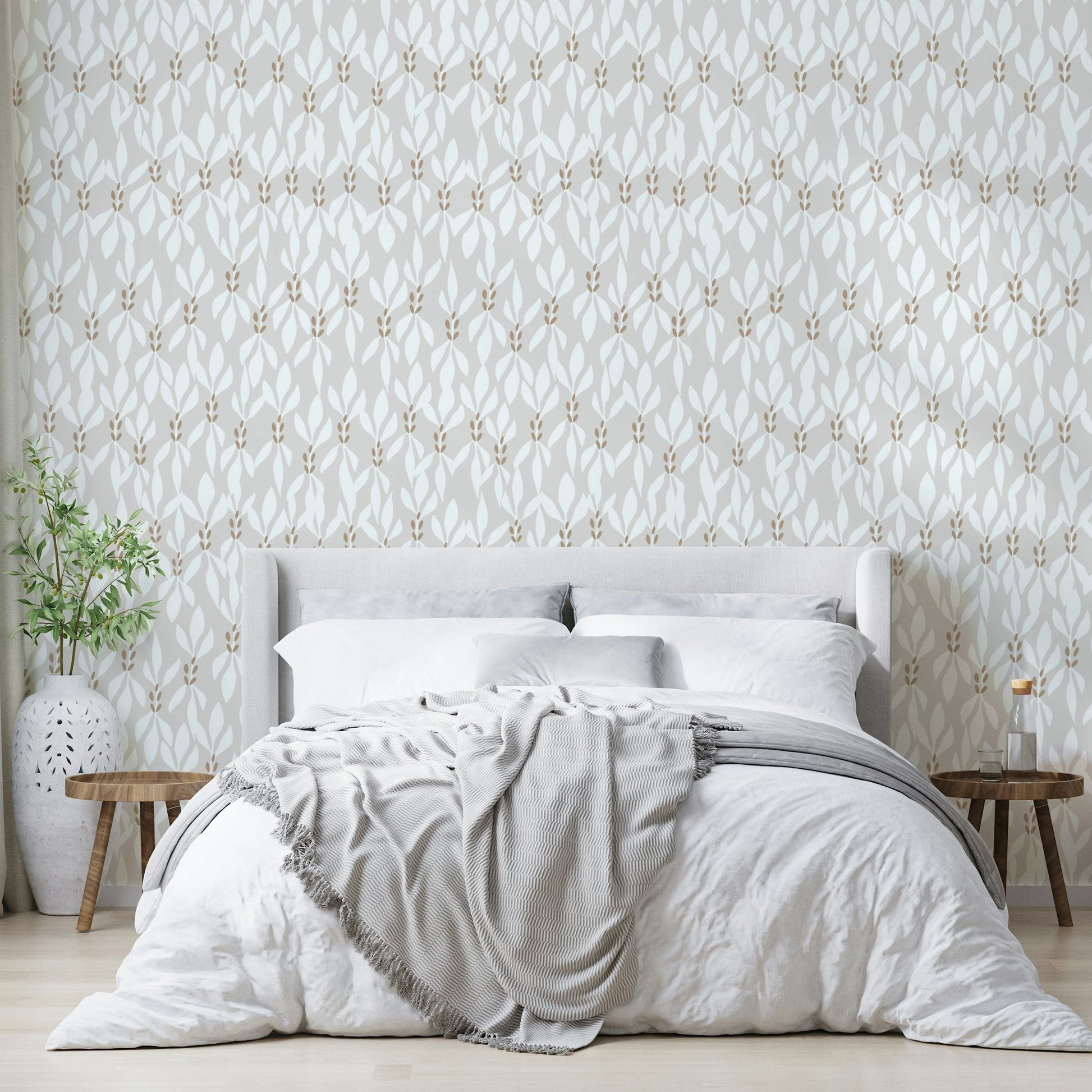 An angled shot of a wall with braid wallpaper

