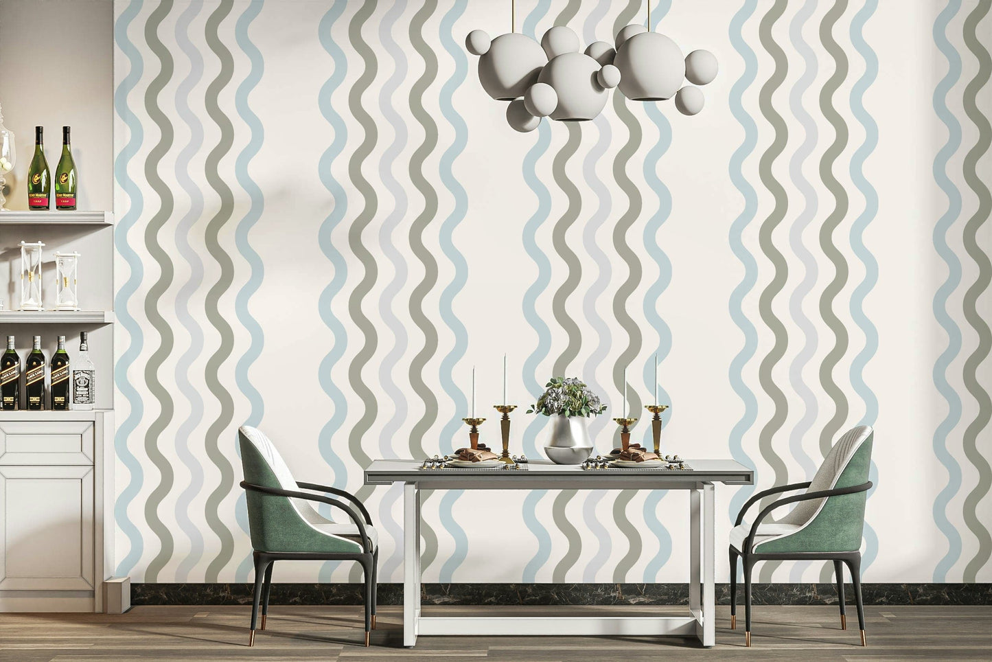 The design features a repeating pattern of soft, undulating lines.


