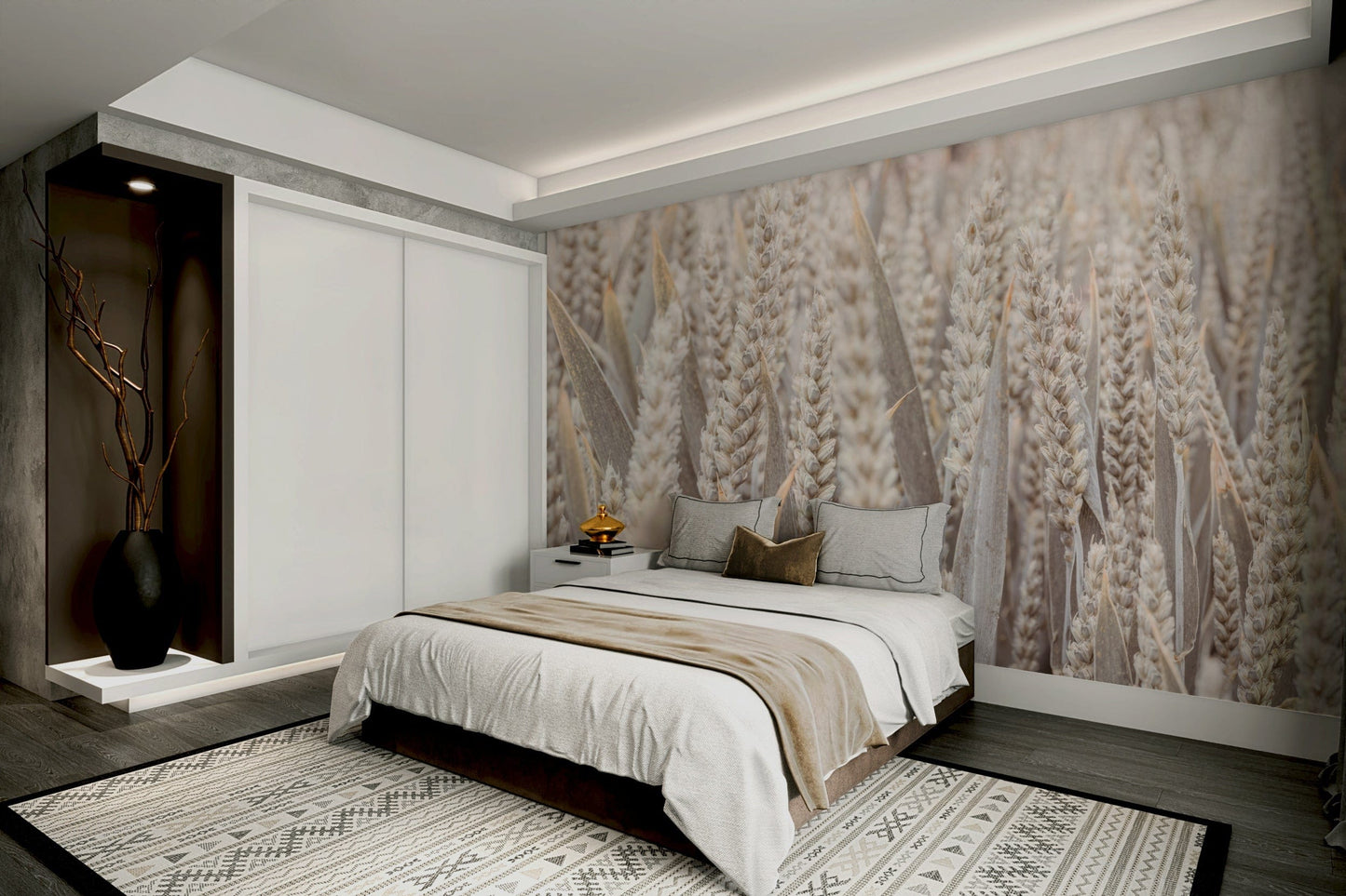 An angled shot of the mural's gentle color palette.


