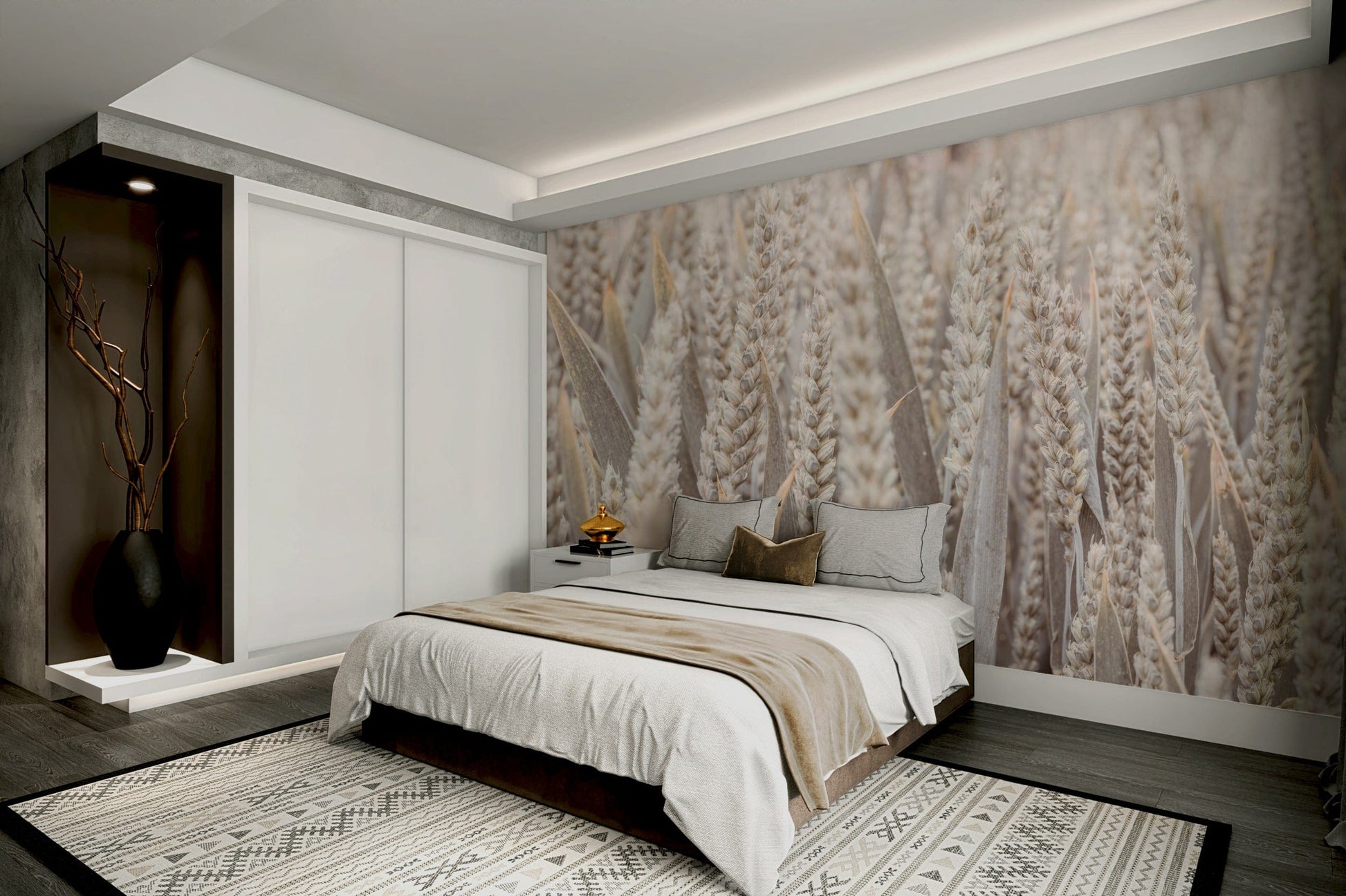 An angled shot of the mural's gentle color palette.

