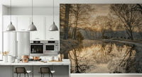 Seasonal decor Canal Sunrise wall mural, beautiful setting.