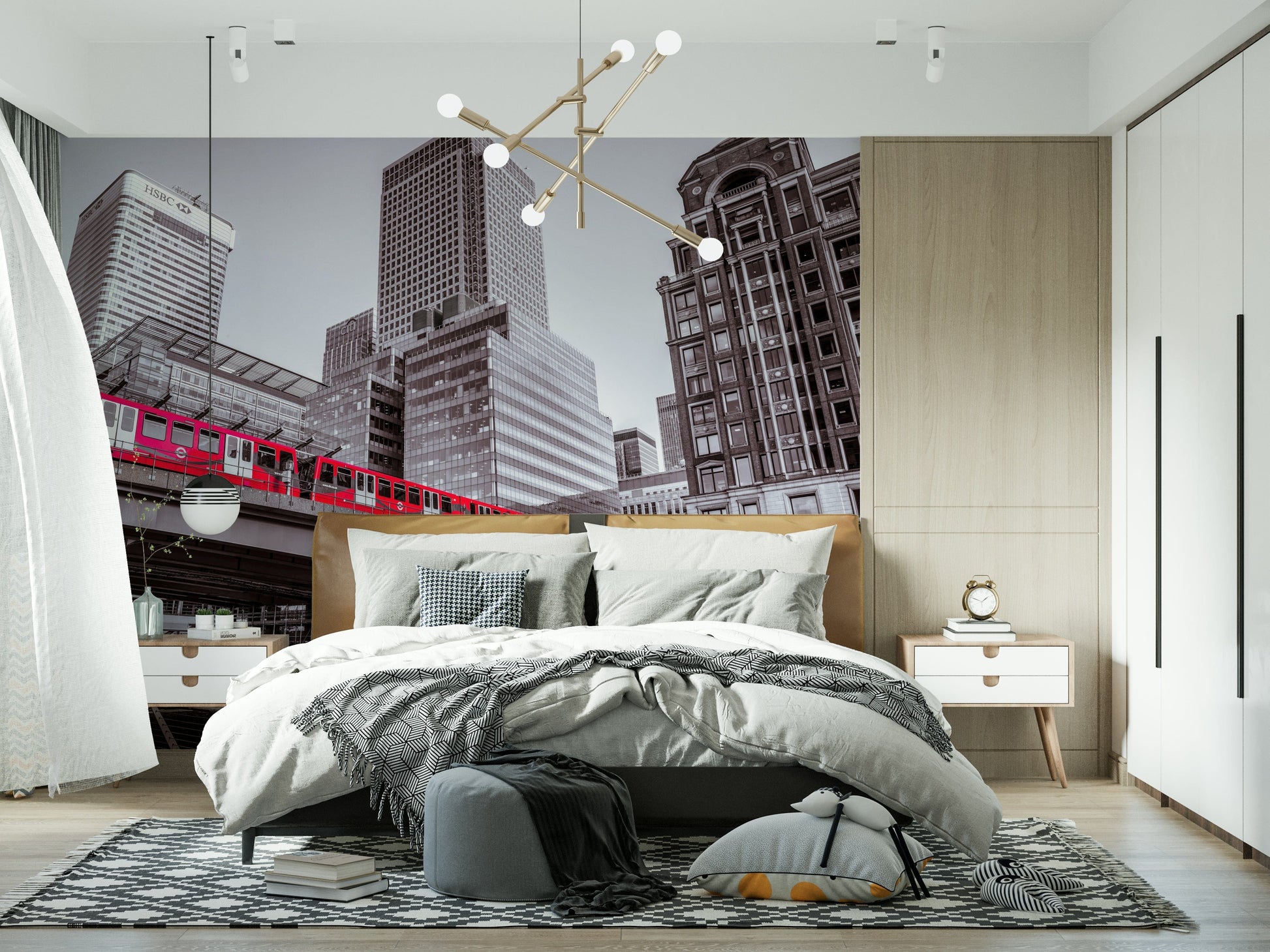 Pop of color Canary Wharf, London art, brilliant urban setting decor.