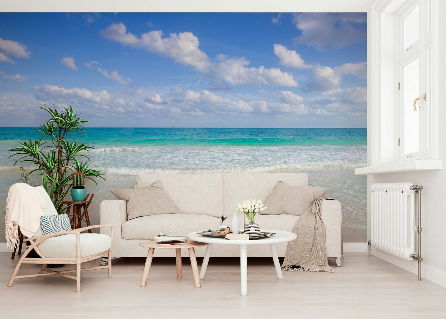 Aqua blue ocean Cancun Beach impressive wall mural design