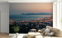 Bay of Cannes coastal mural with gentle clouds and peaceful nature view