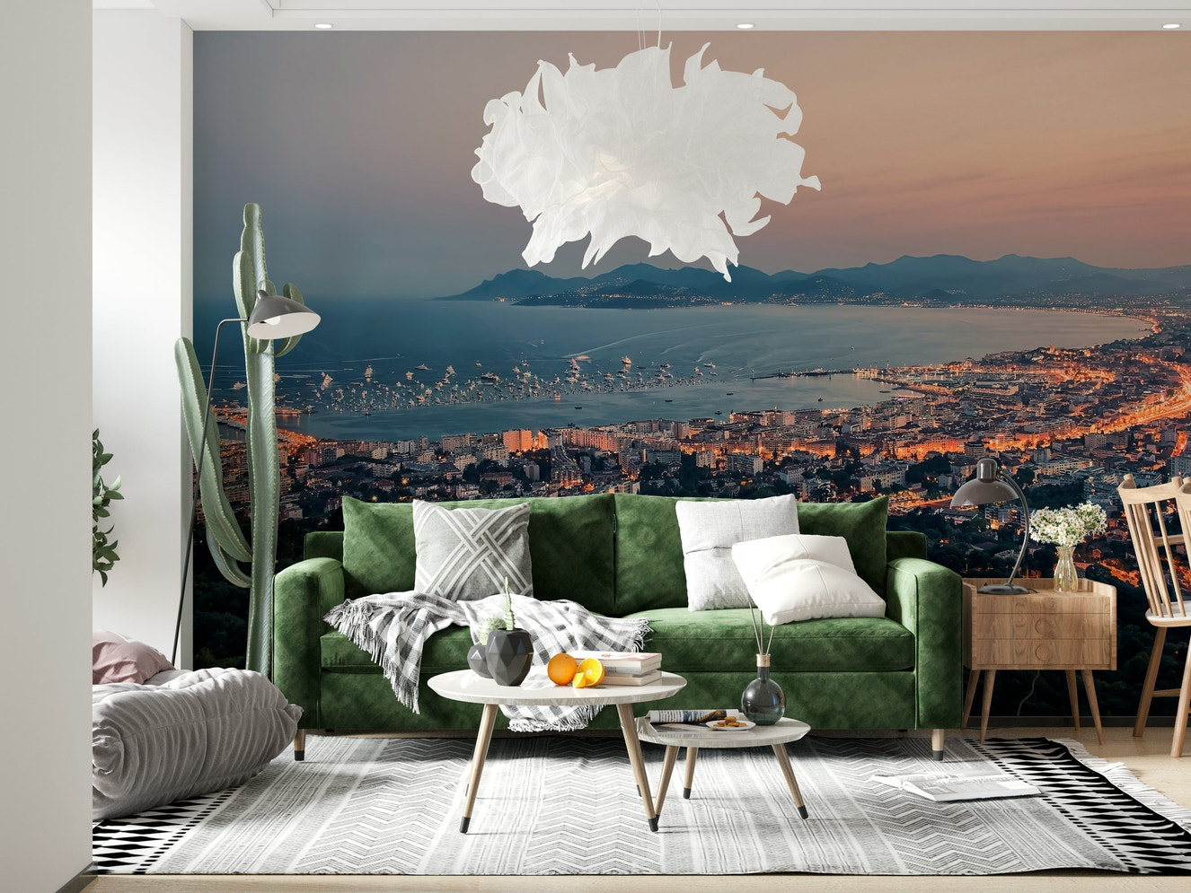 Bay of Cannes wall mural showing calm coastline with sky cloud wallpaper and nature tones