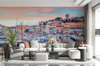 Cannes Vista wall mural with Mediterranean town and ocean view