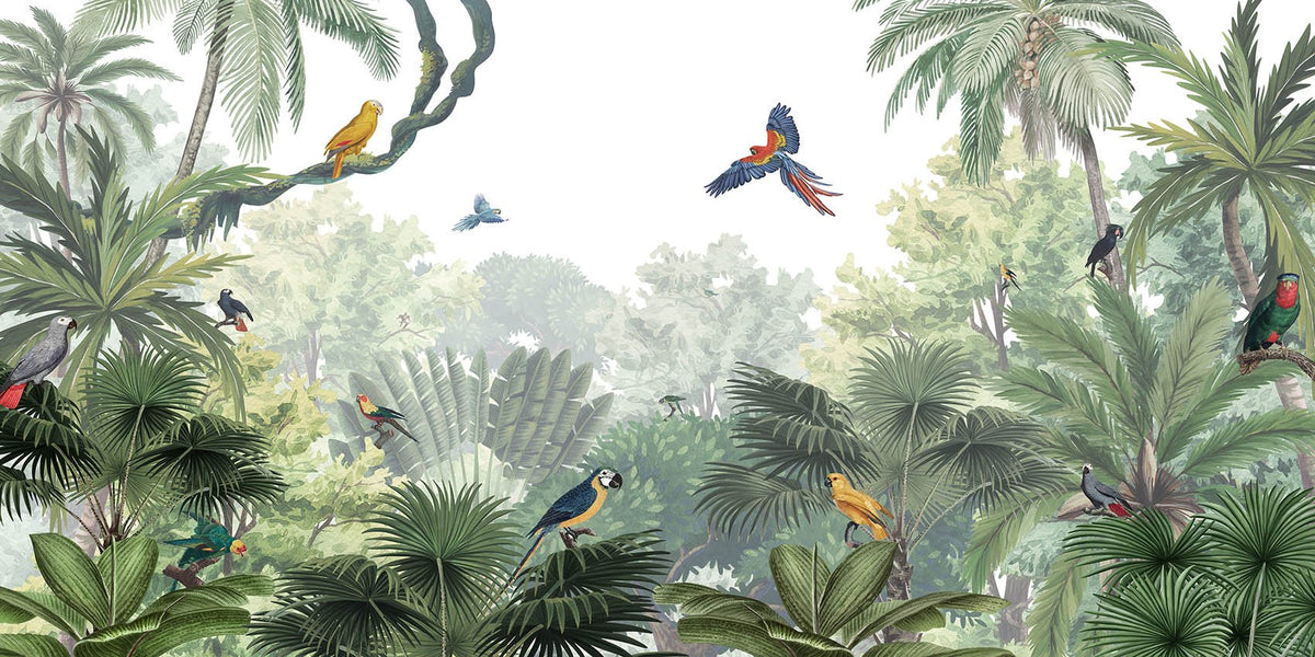 Canopy Jungle Natural Tropical Wallpaper Mural in your room — zoomed