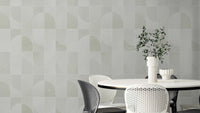 Moss green geometric tile pattern.

