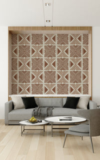 Artisan chevron design wall mural Tribal Cappuccino theme.