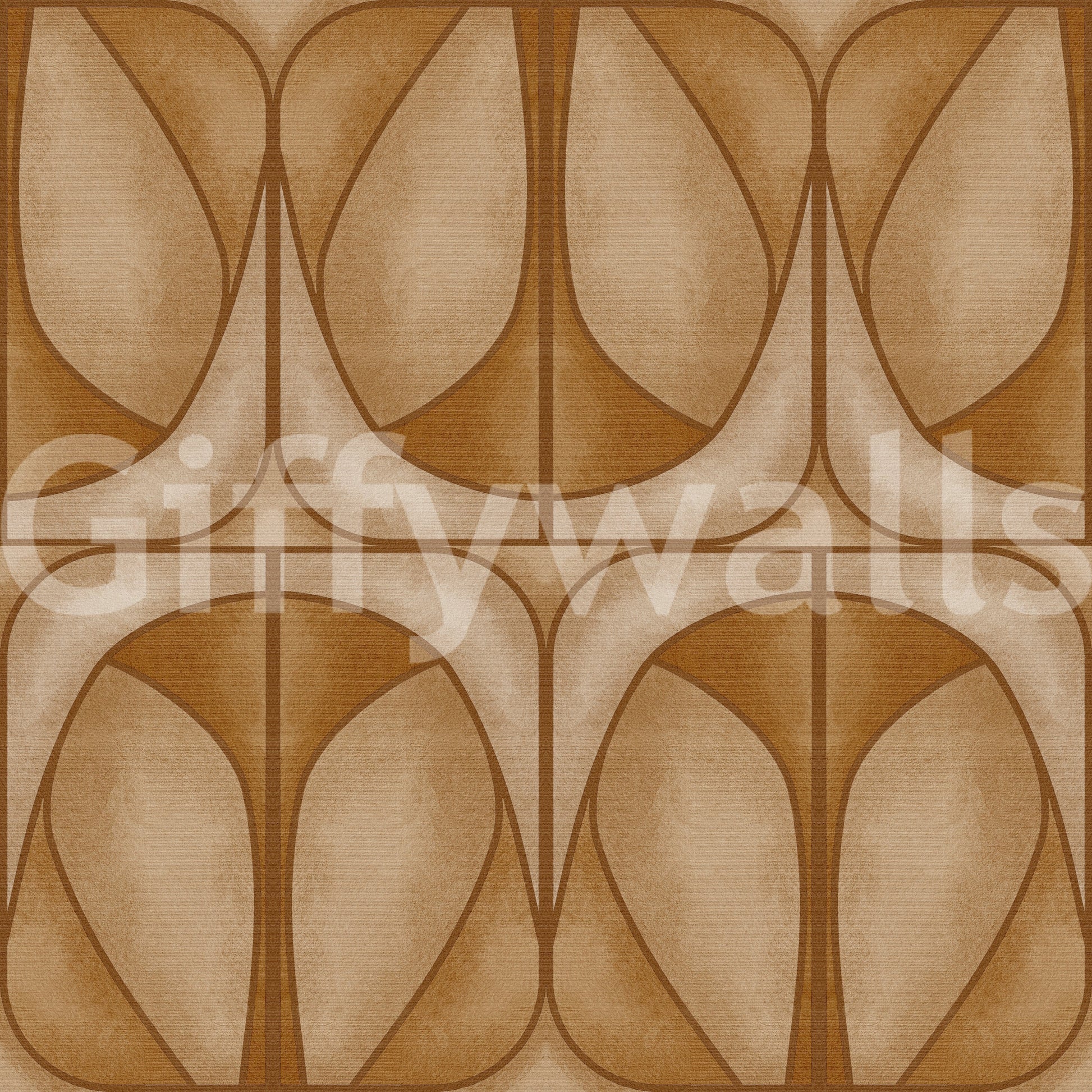 Sophisticated Softy Dèco Geometries Warm Caramel wall mural sleek geometric art.