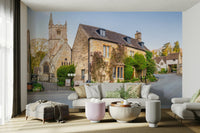 The mural has a soft, graceful feel.

