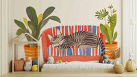 Peaceful bedroom with Cat Nap Oasis wall design

