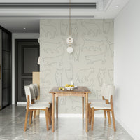 Minimalist Cat Sketch Wall Mural – Sophisticated line-art mural of cats for contemporary interiors.