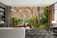 The wallpaper is perfect for a peaceful space.

