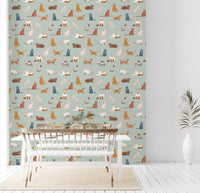 Cats on Mint Green Wallpaper⁠