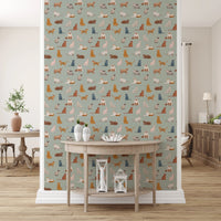 Cats on Mint Green Wallpaper⁠