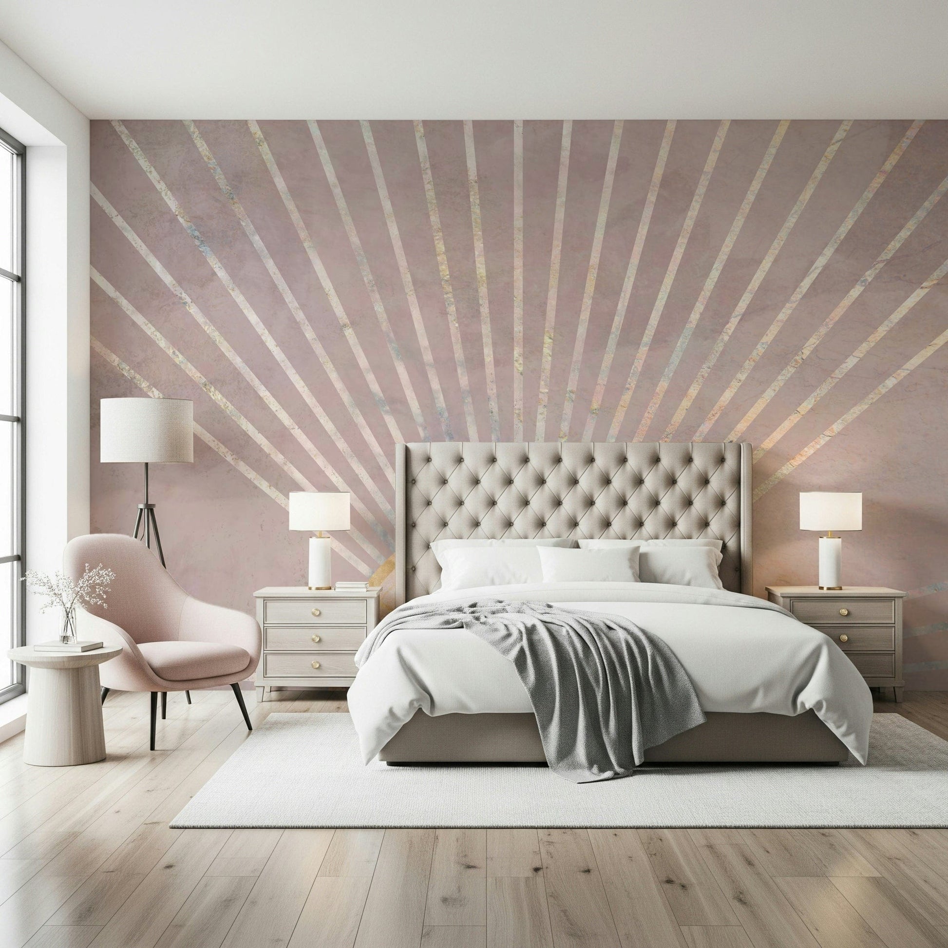 A calming serene sky wallpaper mural that defines a space.