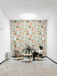 Celestial cherubs wallpaper ideal for serene, whimsical spaces.

