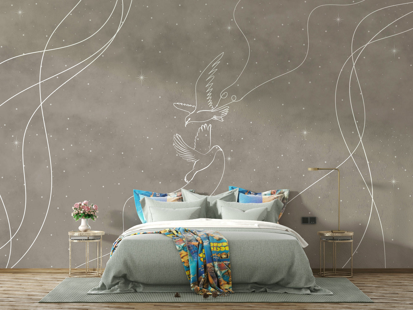 The colors are soft and gentle, with a muted, ethereal palette.

