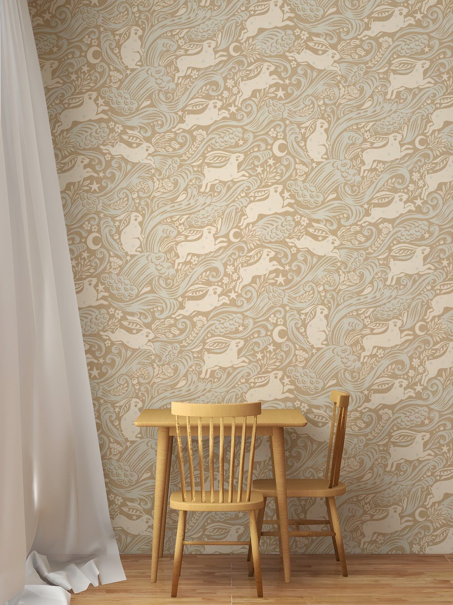 Celestial Sea Rabbit in Gold Square Wallpaper⁠