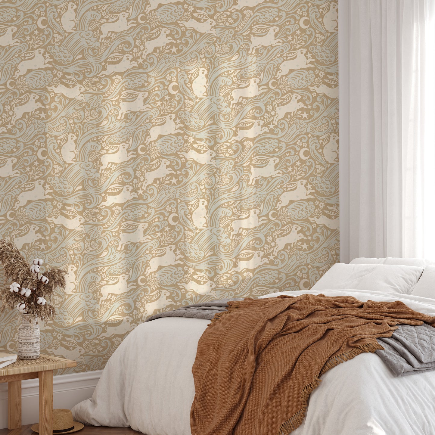 Celestial Sea Rabbit in Gold Square Wallpaper⁠