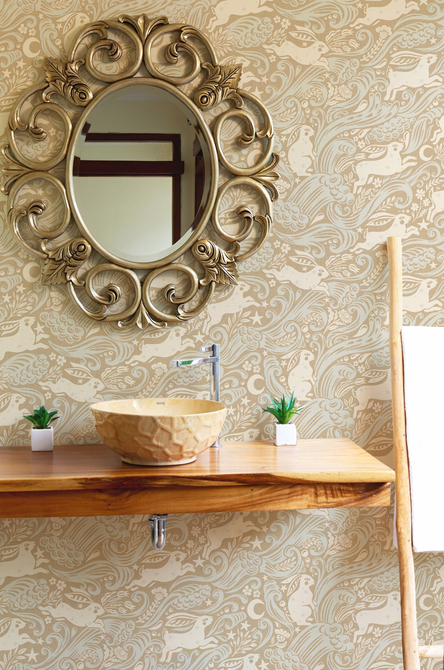 Celestial Sea Rabbit in Gold Square Wallpaper⁠