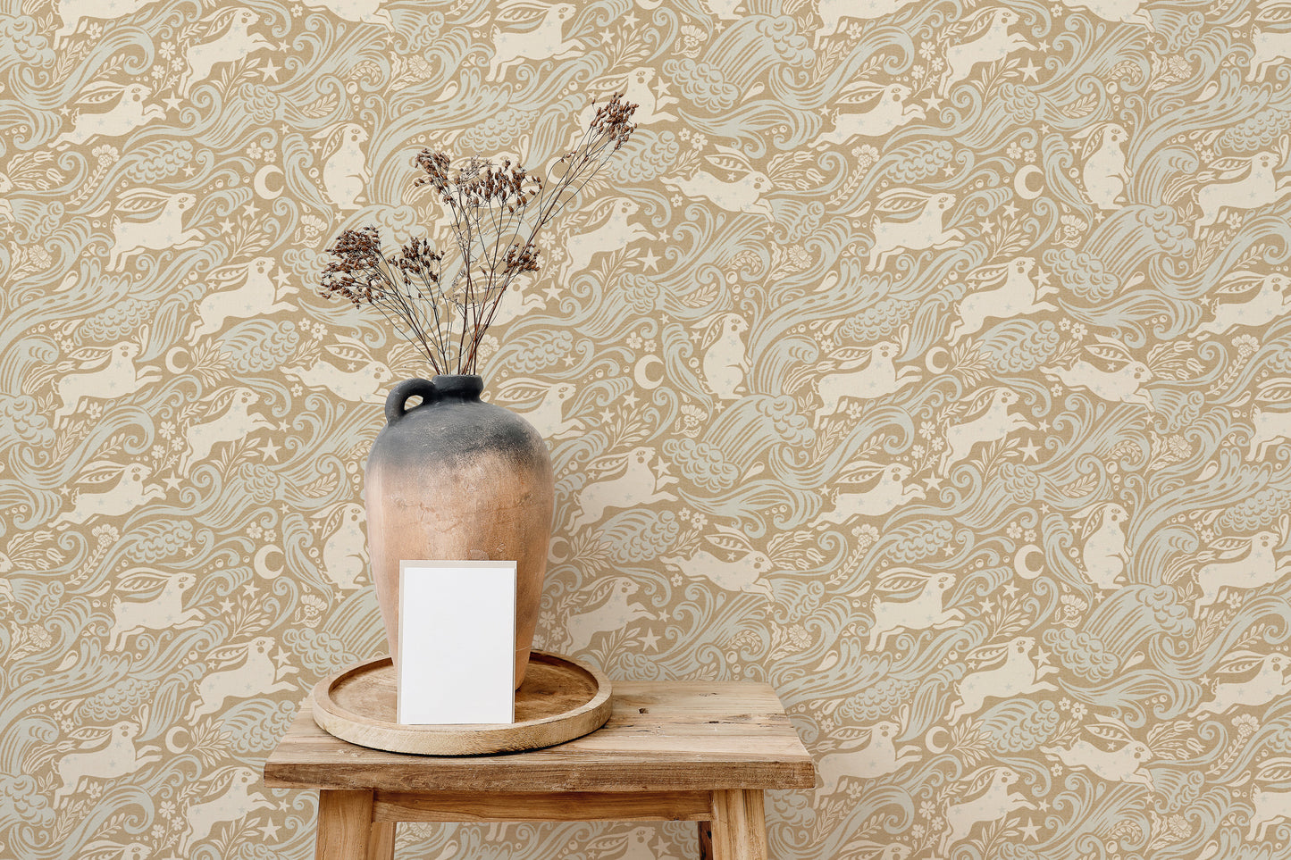 Celestial Sea Rabbit in Gold Square Wallpaper⁠