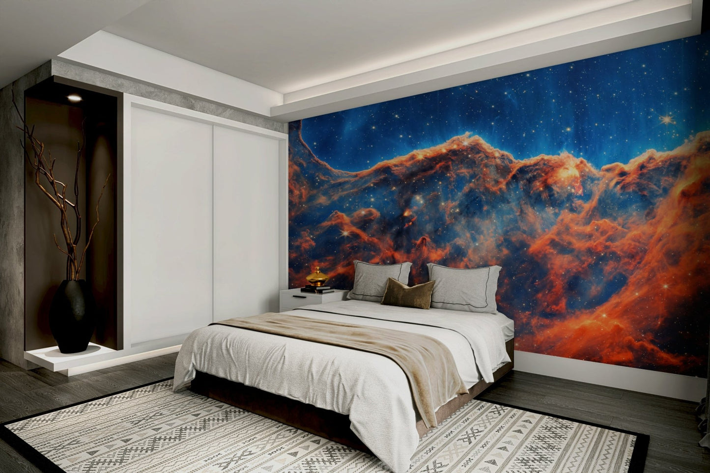 The design gives a feeling of quiet, cosmic beauty.

