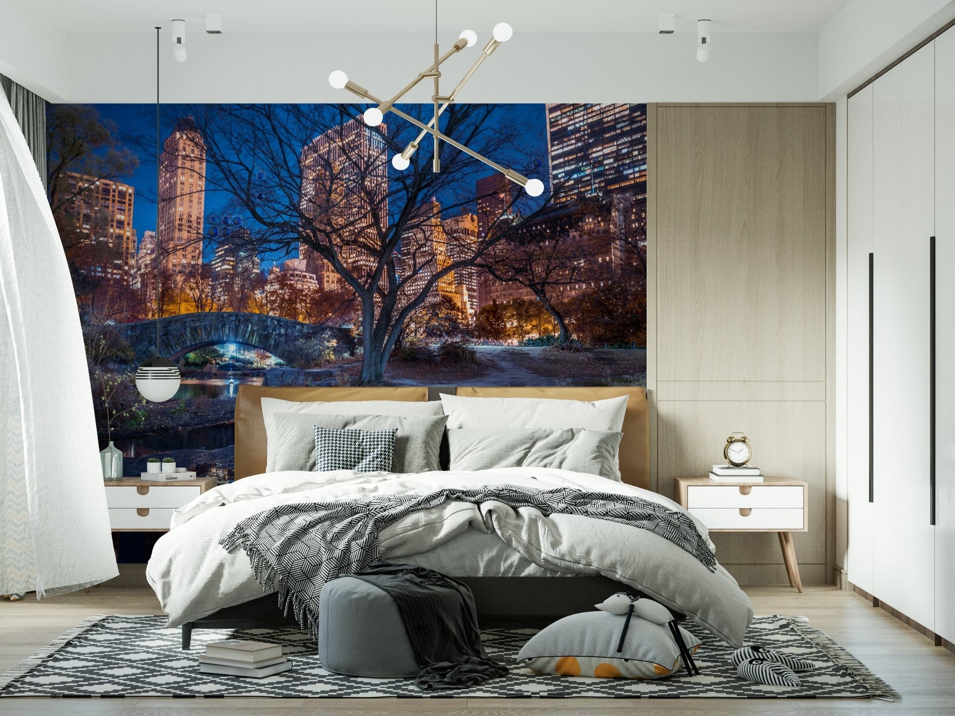Iconic city photo Central Park at Night decorating wall mural