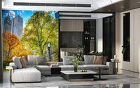 Central Park in Fall Colors wall sticker, rich seasonal shades, urban oasis design.