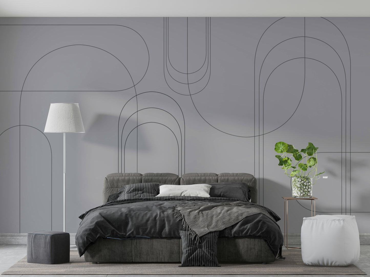 Bold grey arch mural for contemporary walls

