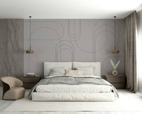 Geometric arches mural in charcoal finish

