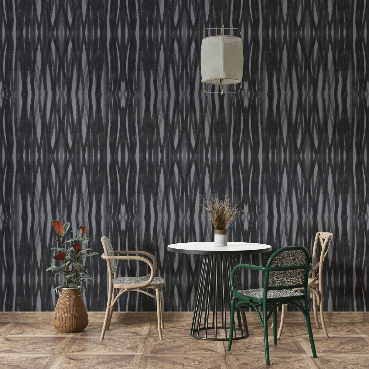 Peel-and-stick Charcoal Symmetry wallpaper for walls

