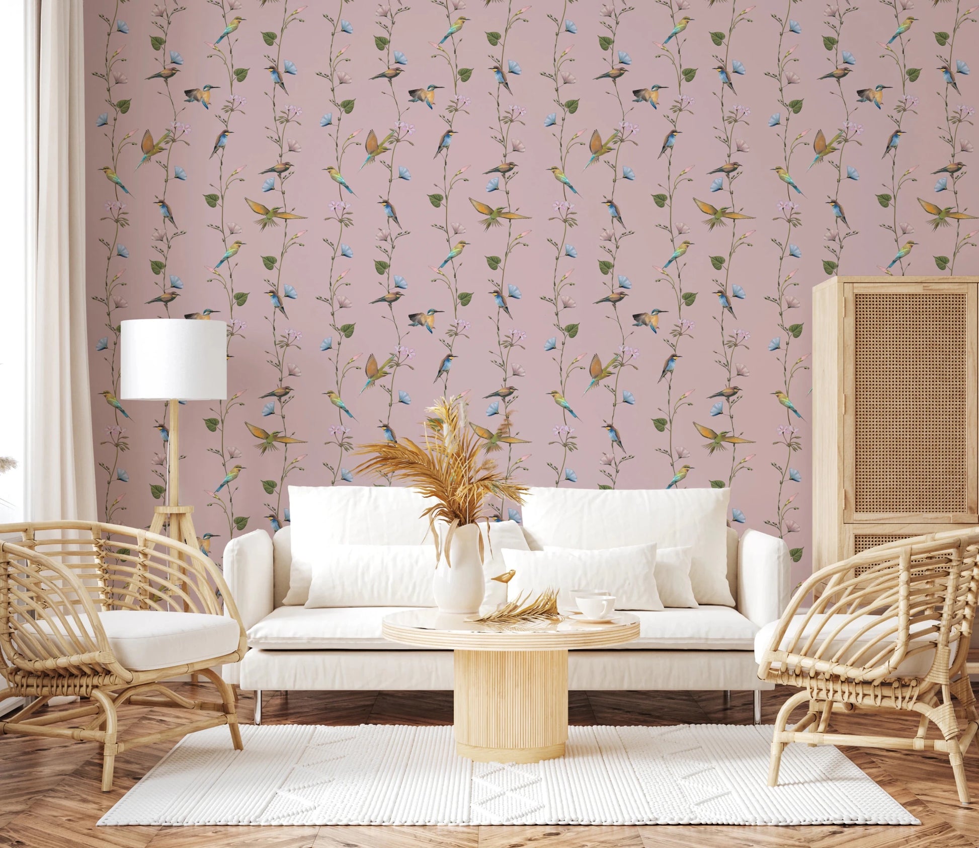 Charming Birds and Wildflowers Wallpaper⁠