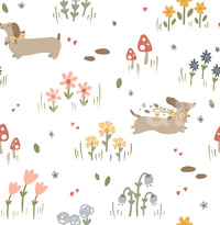 Colorful flower dog wallpaper pattern

