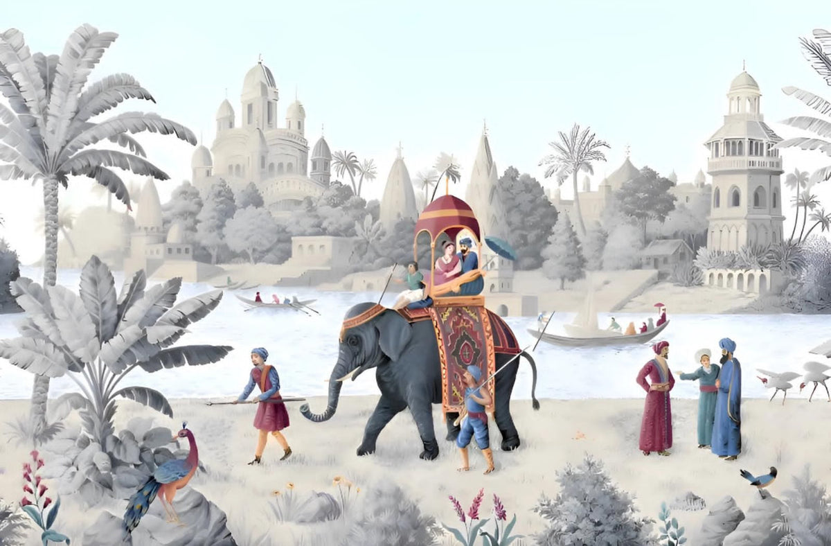Charming Elephant Ride Wallpaper Mural in your room
