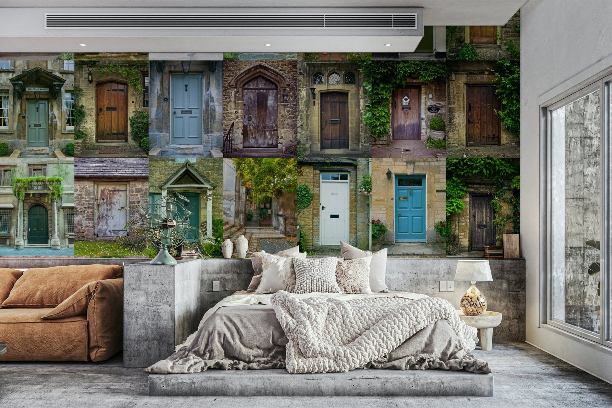 The mural extends across the entire wall, creating a smooth backdrop.

