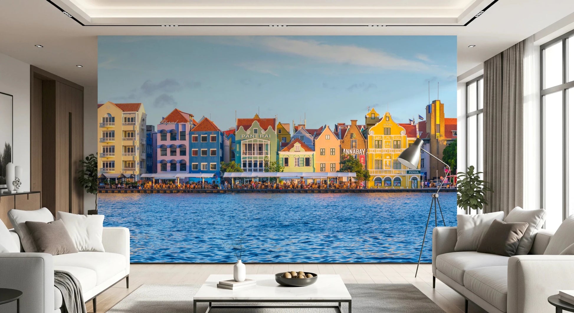 Charming Harborfront Buildings Wall Mural