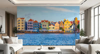 Charming Harborfront Buildings Wall Mural