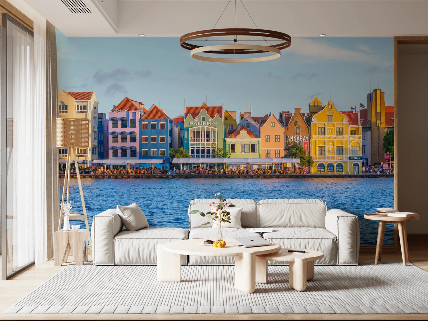 Charming Harborfront Buildings Wall Mural