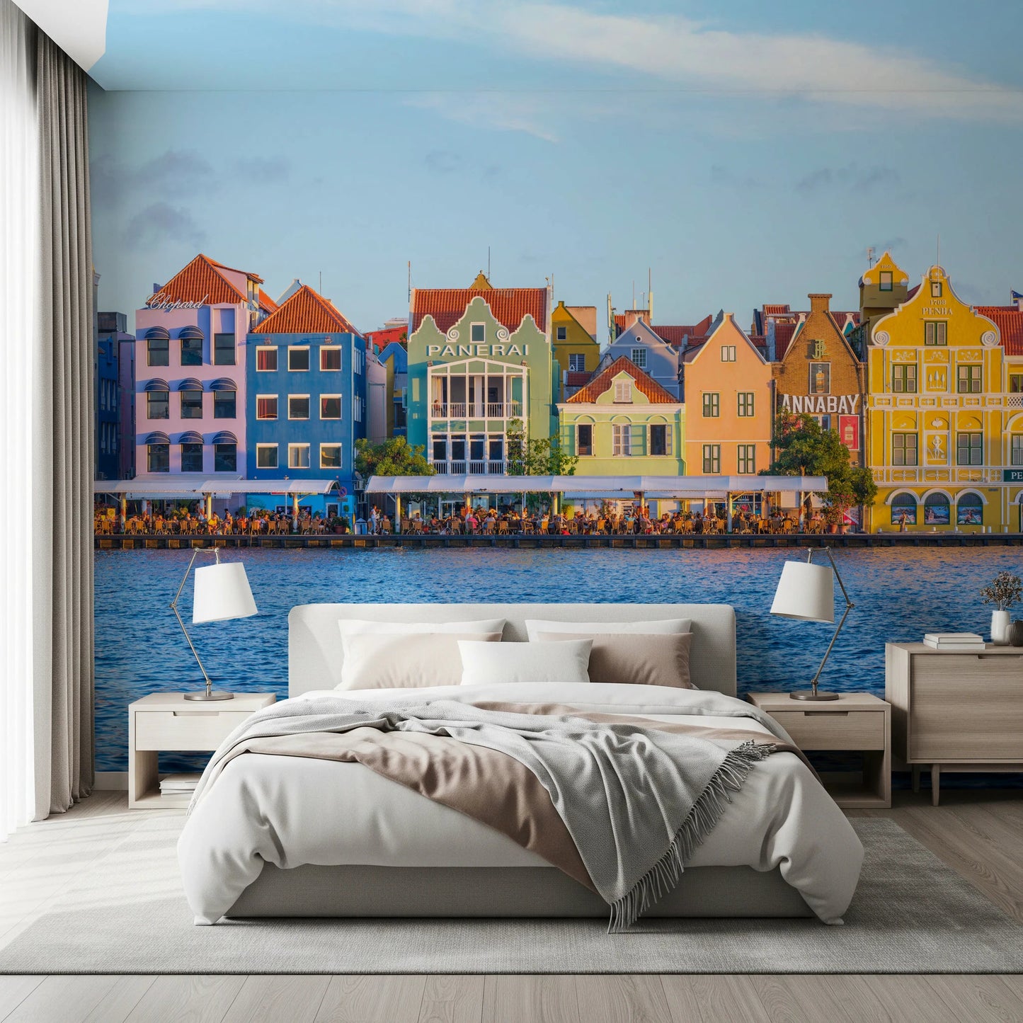 Charming Harborfront Buildings Wall Mural