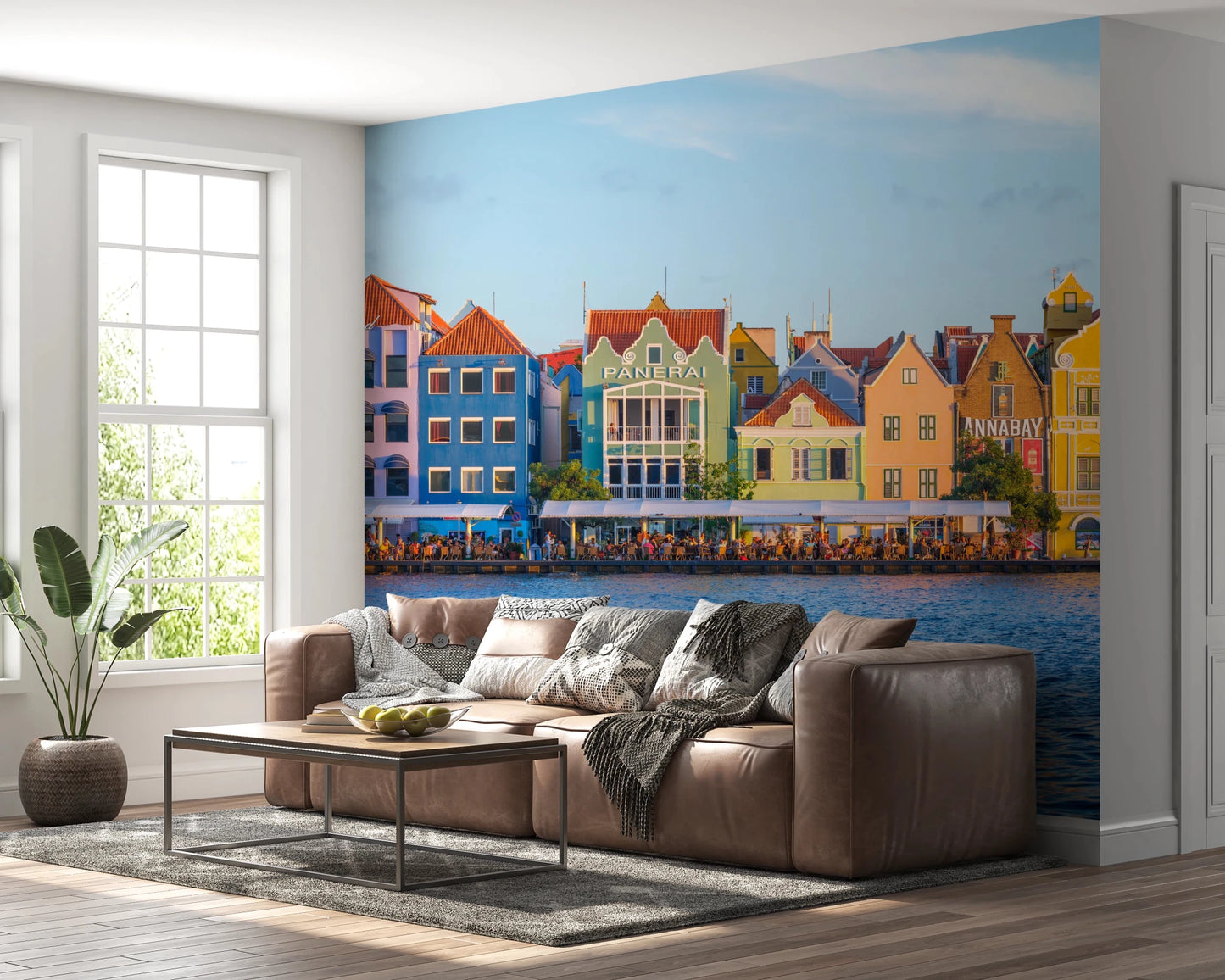 Charming Harborfront Buildings Wall Mural